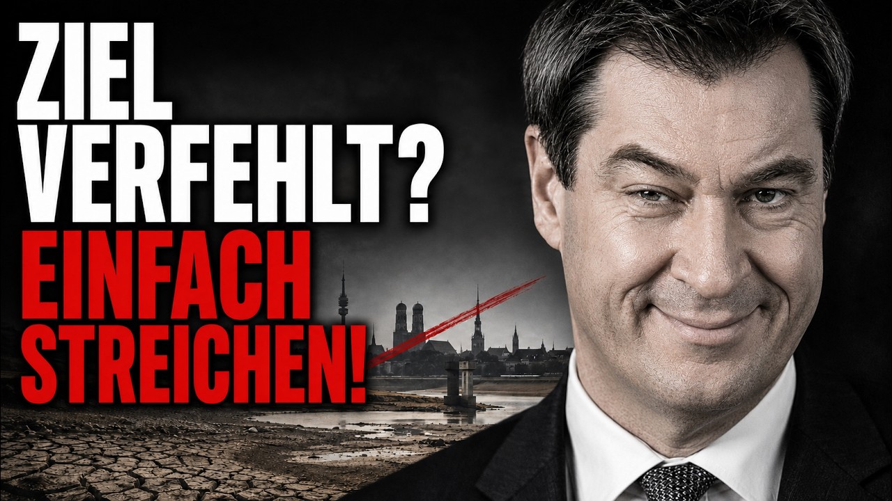 Markus Söder vor trockener Landschaft und Münchens Wasserverboten